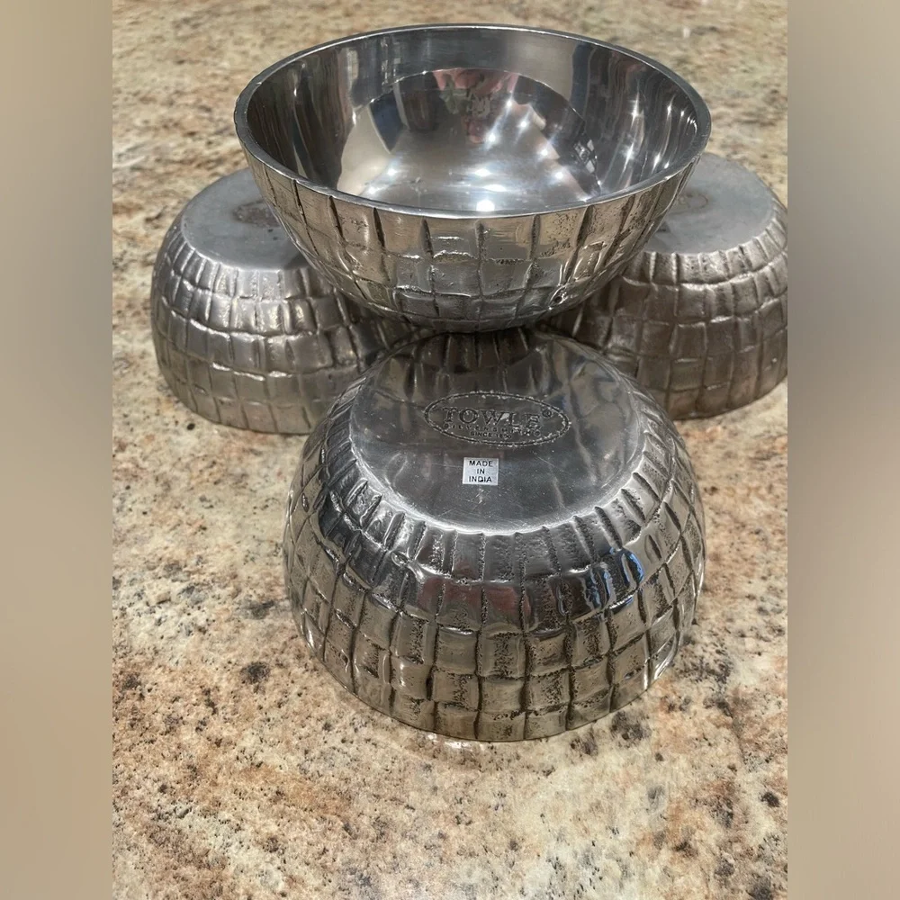 Set of 5 Towle Silversmith Candy/Nut Bowls Hammered Silver-plated Basket Weave